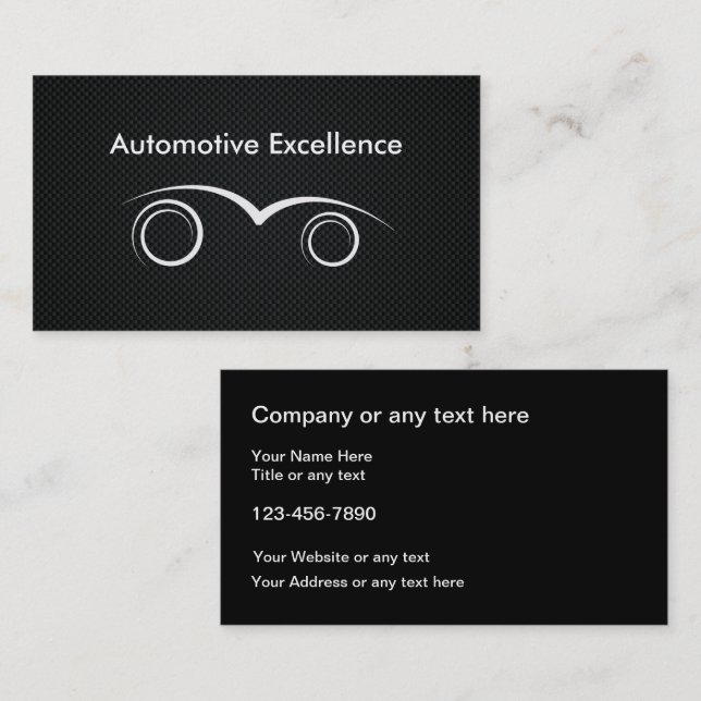 Cartes de visite automobiles simples (Devant / Derrière)