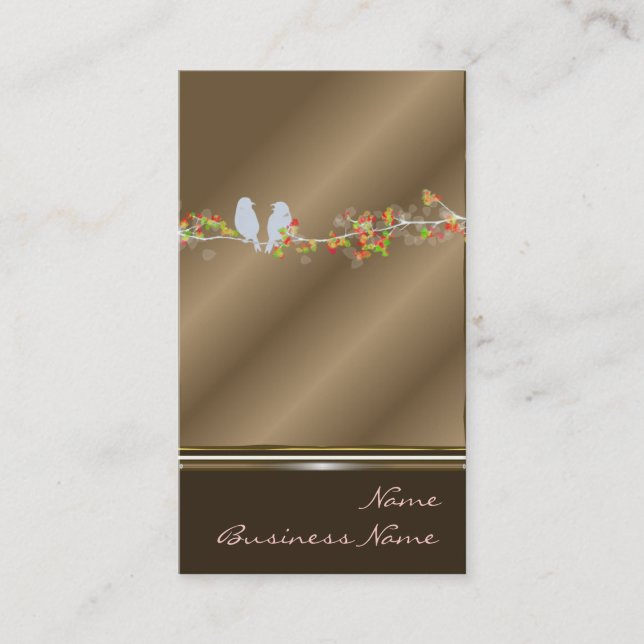 Cartes de visite avec inséparables sur tonneau (Devant)