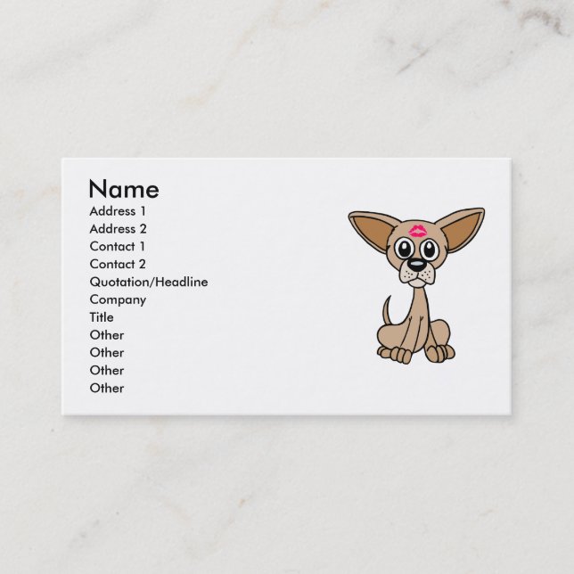 Cartes de visite avec le chien mignon de chiwawa (Devant)