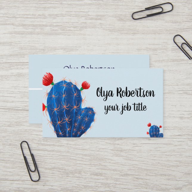 Cartes de visite avec les cactus mignons (Devant/Arrière en situation)