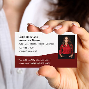 Cartes de visite avec photo pour agent d'assurance