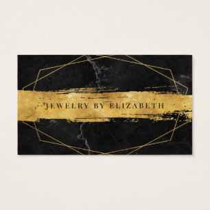 Cartes de visite Black Marble Gold Brush