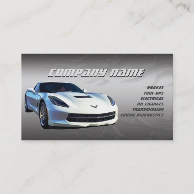 Cartes de visite blancs de Corvette (Devant)