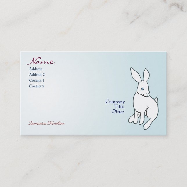 Cartes de visite blancs de lapin (Devant)