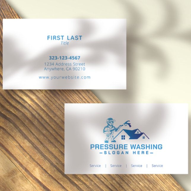 Cartes de visite blancs lave pression bleue person (Créateur téléchargé)