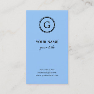 Cartes de visite bleu-clair élégants de monogramme