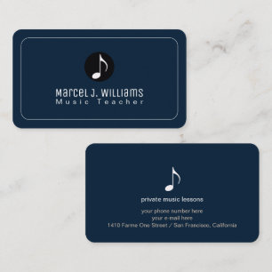 Cartes de visite bleu foncé avec note de musique