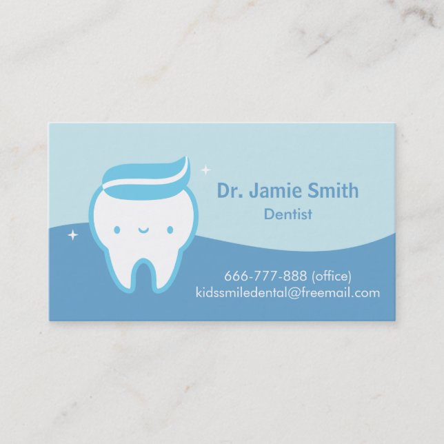 Cartes de visite bleus de dentiste de pâte (Devant)