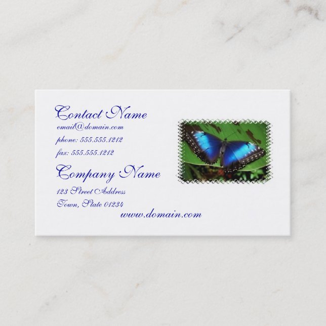 Cartes de visite bleus de papillon d'aile (Devant)