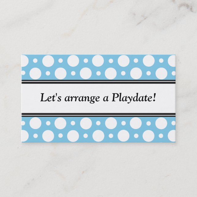 Cartes de visite bleus de pois de Playdate (Devant)