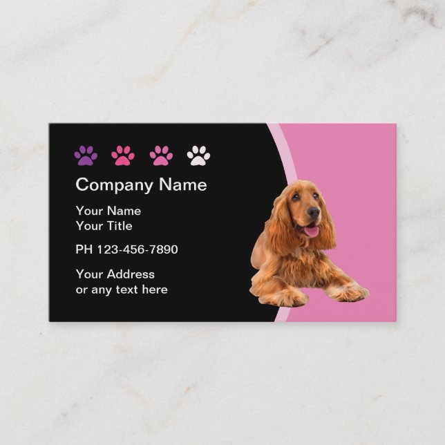 Cartes de visite branchés de soins aux animaux de  (Devant)