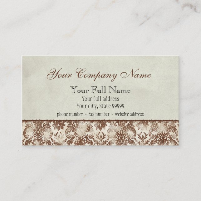 Cartes de visite Brown de Fleur di Lys Damask (Devant)