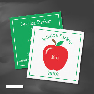 Cartes de visite Carré simple Red Apple Tutor