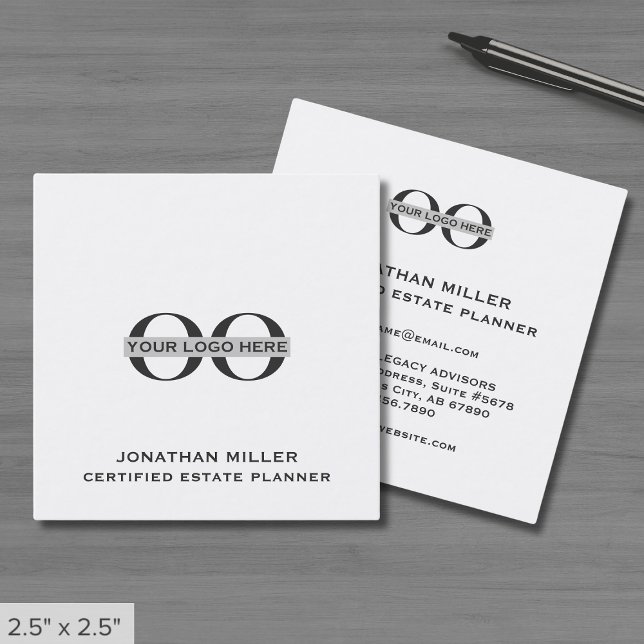 Cartes de visite Carrés minimaux avec logo personn (Créateur téléchargé)