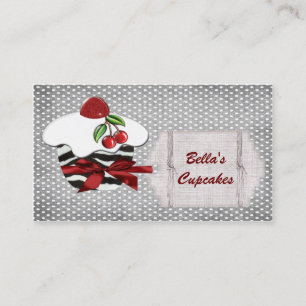 cartes de visite chic de cupcake rouge