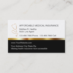 Cartes de visite chics d'assurance maladie