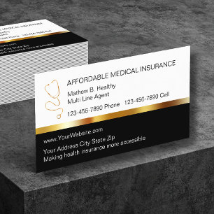 Cartes de visite chics d'assurance maladie