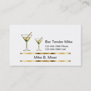 Cartes de visite chics de barman