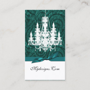 cartes de visite chics de lustre turquoise de