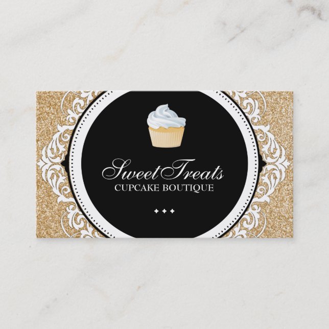 Cartes de visite chics et élégants de petit gâteau (Devant)