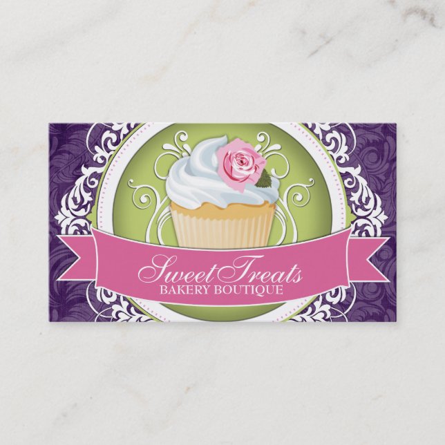Cartes de visite chics et élégants de petit gâteau (Devant)
