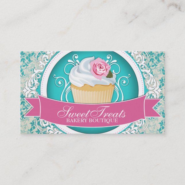 Cartes de visite chics et élégants de petit gâteau (Devant)