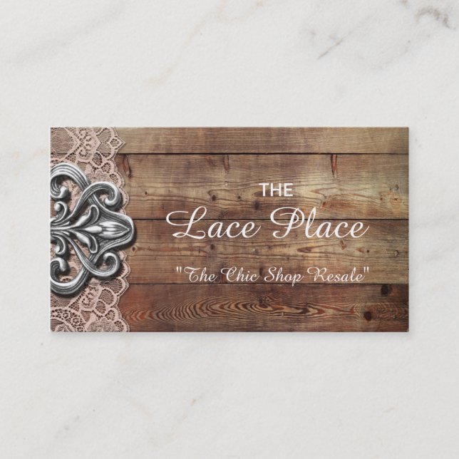 Cartes de visite chics minables de dentelle rose (Devant)