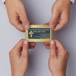 Cartes de visite classe or et marine pour pasteur