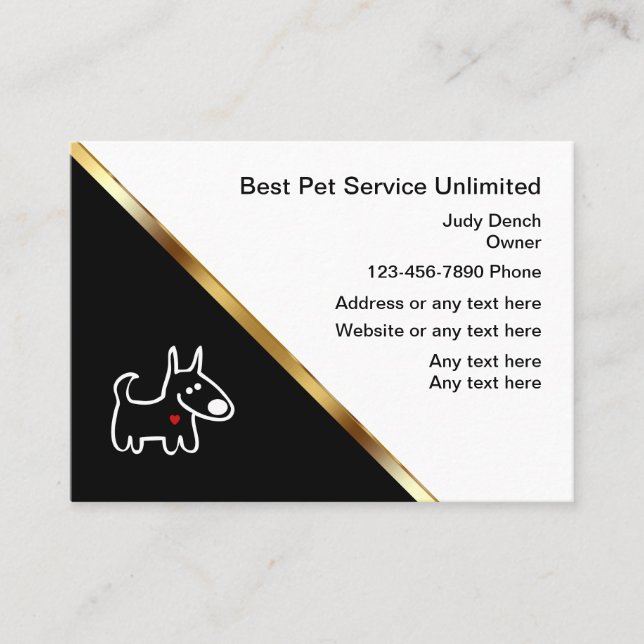 Cartes de visite classiques de soins pour animaux  (Devant)