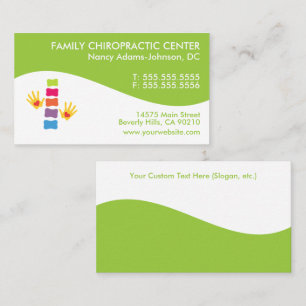 Cartes de visite colorés de chiropractie de remou