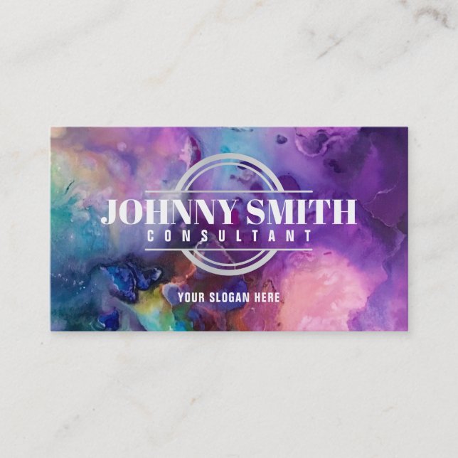 Cartes de visite colorés de peinture aquarelle (Devant)