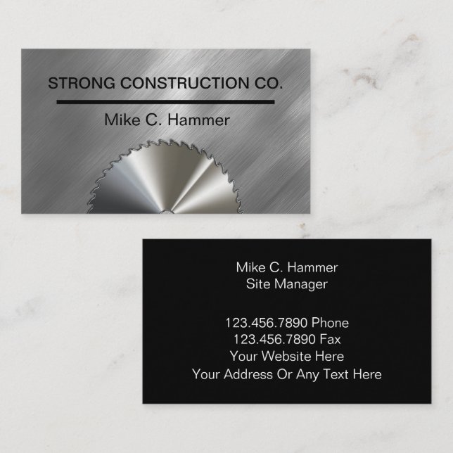 Cartes de visite cool de la construction métalliqu (Devant / Derrière)