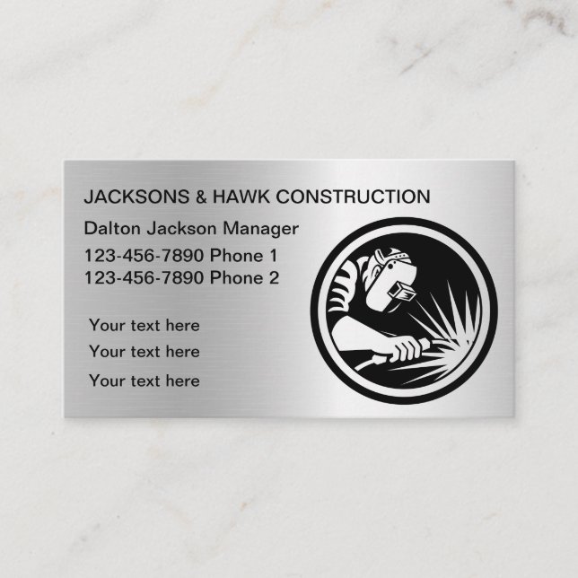 Cartes de visite cool de la construction métalliqu (Devant)