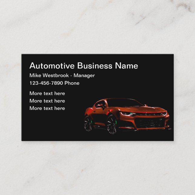 Cartes de visite Cool de thème automobile moderne (Devant)
