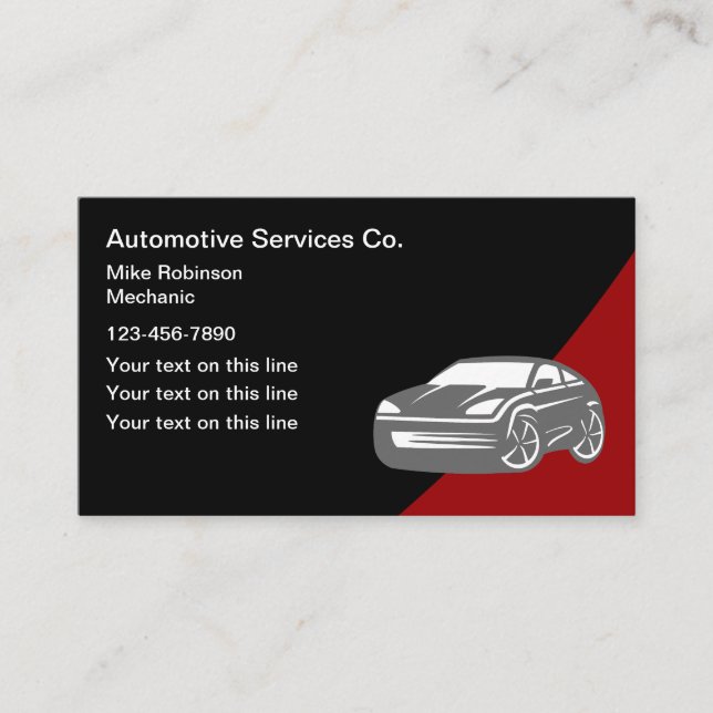 Cartes de visite cool des services automobiles (Devant)