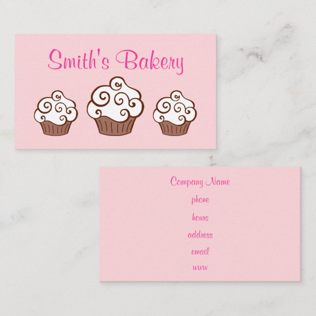 Cartes de visite Cupcake personnalisés (Devant / Derrière)