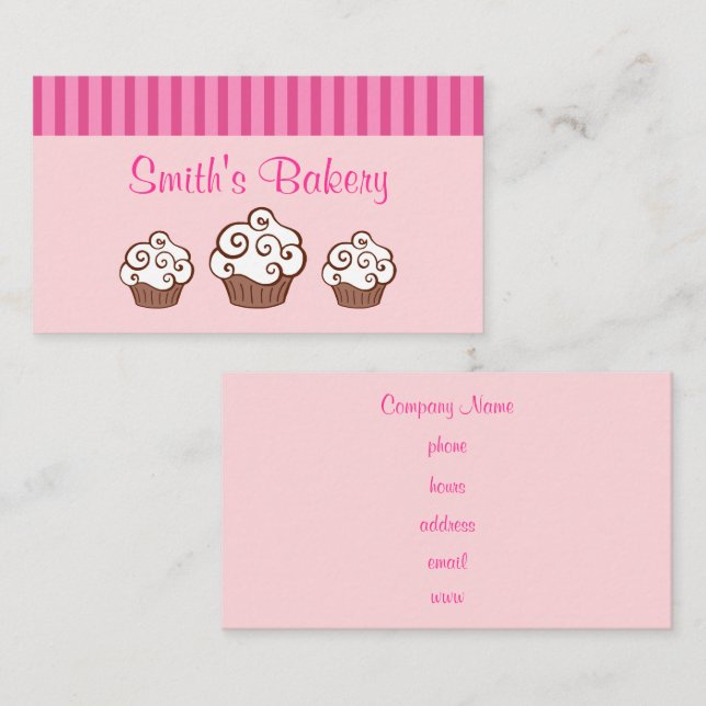 Cartes de visite Cupcake personnalisés (Devant / Derrière)