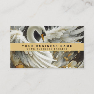 Cartes de visite Cygne Noir et Blanc Or