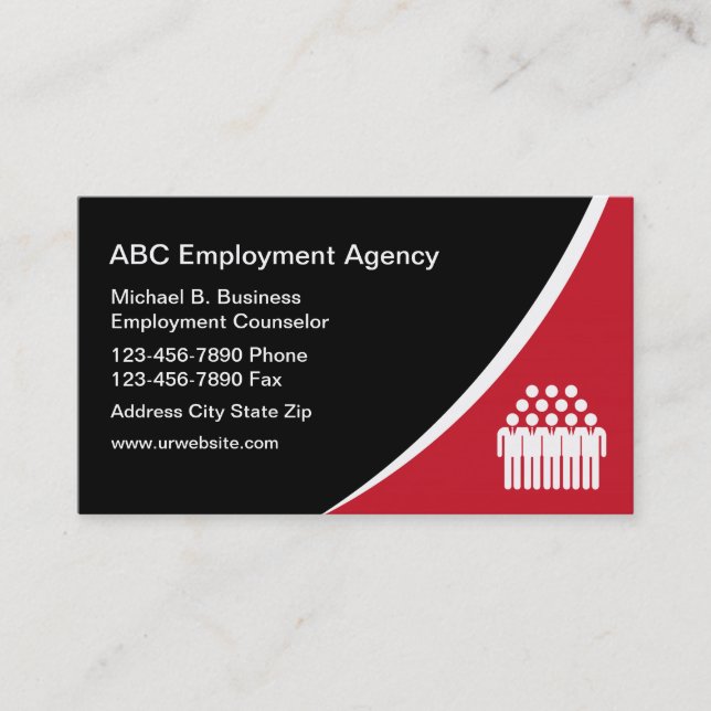 Cartes de visite d'agence de l'emploi (Devant)
