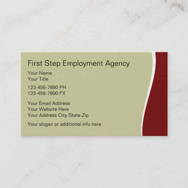 Cartes de visite d'agence de l'emploi (Devant)