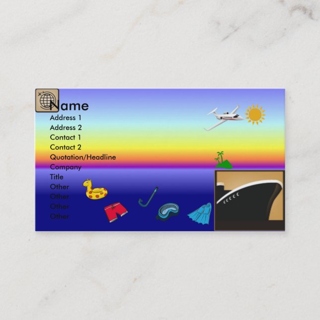 CARTES DE VISITE D'AGENT DE VOYAGE (Devant)