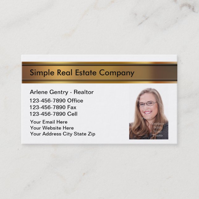 Cartes de visite d'agent immobilier de photo (Devant)