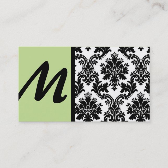 Cartes de visite Damas noirs et verts clairs (Devant)