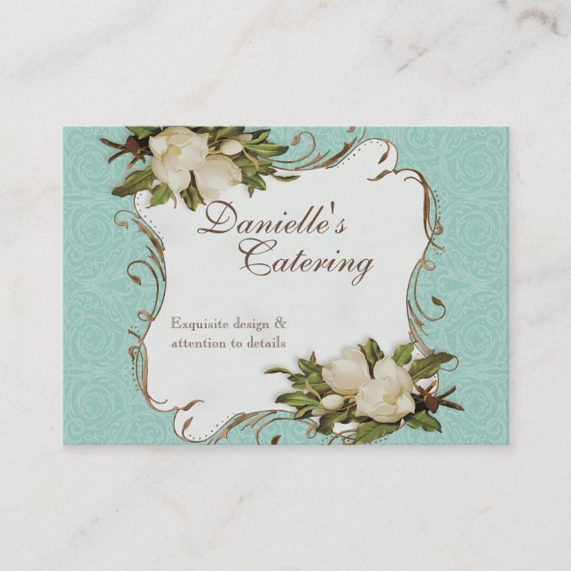 Cartes de visite - damassé florale de magnolia (Devant)