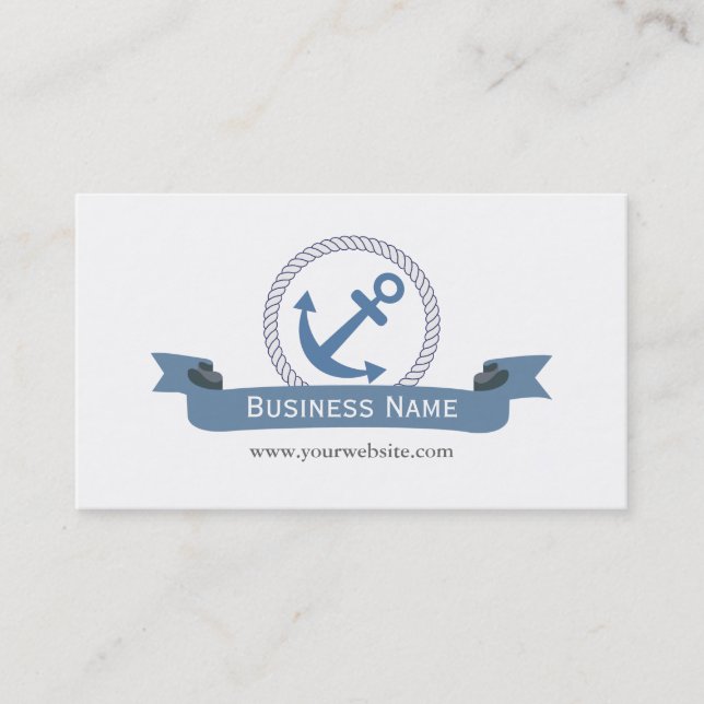 Cartes de visite d'Ancre bleu monogramme nautique (Devant)