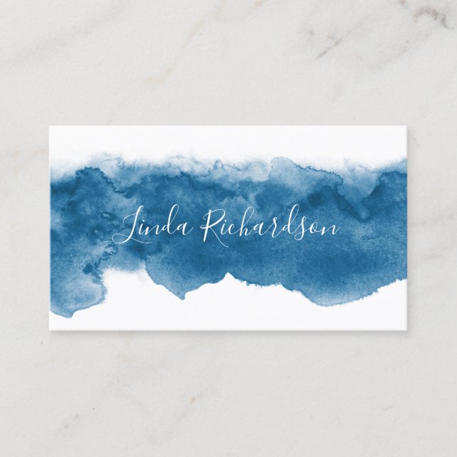 Cartes de visite d'aquarelle - bleu chic (Devant)