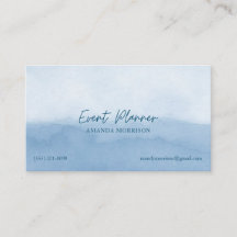 Cartes de visite d'aquarelle bleue du planificateu