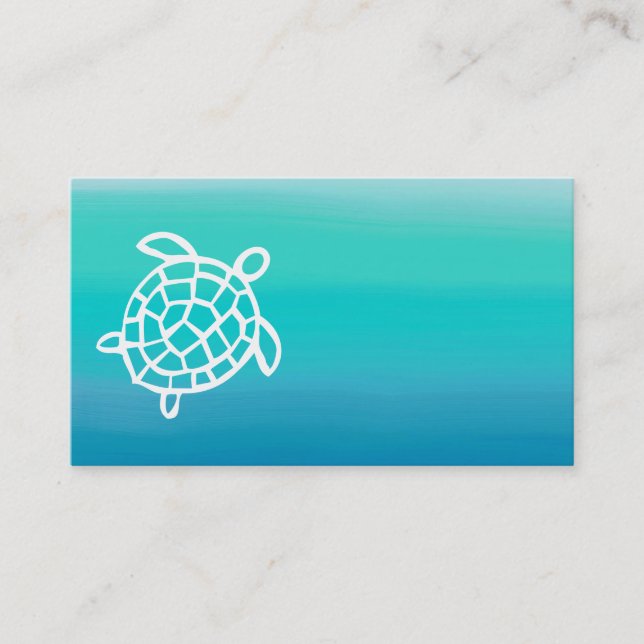 Cartes de visite d'aquarelle d'océan de tortue de (Devant)