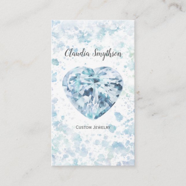 Cartes de visite d'aquarelle Heart Diamond (Devant)