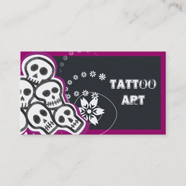 Cartes de visite d'art tatouage - Crânes (Devant)